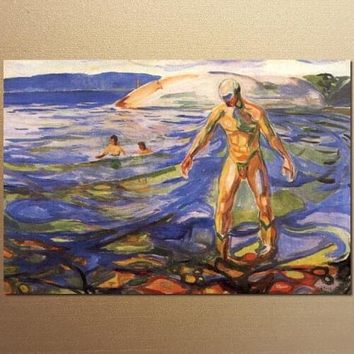 Modern painting landscape Bathing Man Edvard Munch High quality Hand painted