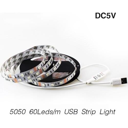 LED USB Strip Light SMD5050 60Leds/m 1M/2M/3M/4M/5M DC5V Indoor Decoration Flexible String PC TV Background Decorate