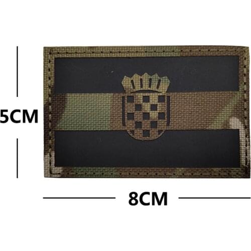 Reflective Croatia Flag IR Patches Tactical Military Emblem Badges Appliqued Decorative Sticker Embroidered Patches For Clothing