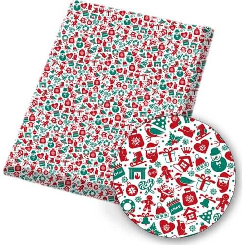 IBOWS Polyester Cotton Fabric Christmas Theme Printed Fabric Sewing Home Textile Cloth Garment Bag Material 45*145cm 80g/pc