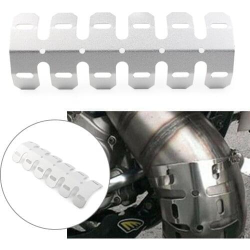 Silver Motorcycle Universal Exhaust Muffler Pipe Heat Shield Cover Heel Guard For Dirt Bike