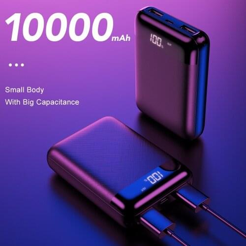 FLOVEME Mini 10000mAh Power Bank LED Display Powerbank For iPhone Xiaomi Portable Charger USB Poverbank External Battery Pack