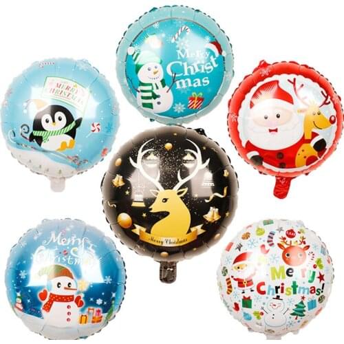Merry Christmas Foil Helium Balloons Santa Claus Elk Penguin Inflatable Air Globos Kids Toy Christmas Party Decor 18 Inch