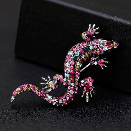 High Quality Rhinestone Zircon Beads Lizard Brooches For Women Chameleon Brooch Pin Animal Design Pins Fashion Jewelry Decor