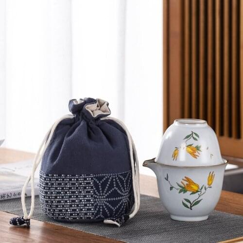 High Quality Ceramic Tea Set Include 1 Pot 3 Cups Teapot Portable Travel Kettle Office Tea Sets Drinkware Tea Ceremony Teacup
