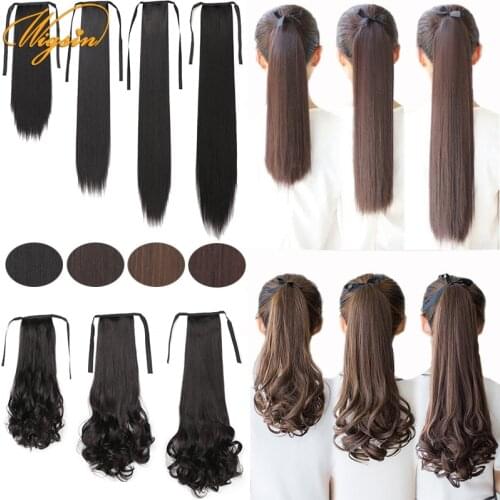 WIGSIN Synthetic Ponytail Long Straight Curly Drawstring Clip In Hair Extension Natural Black Brown Hairpiece for Women
