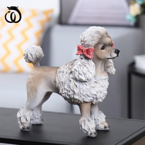 WU CHEN LONG Creative Bulldog Poodle Art Sculpture Simulation Dog Animal Statue Figurine Resin Craft Cabinet Decoration R5993