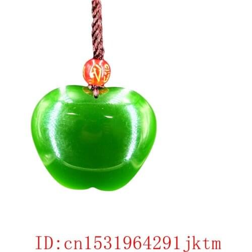 Green Jade Apple Pendant Fashion Charm Jewelry Natural Necklace Chinese Jadeite Amulet Gifts Carved