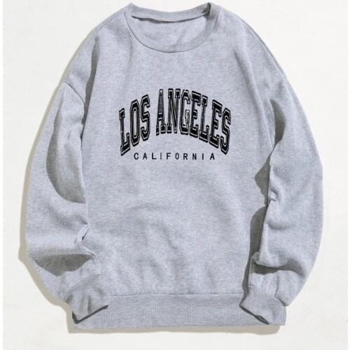 Women Sweatshirt Tops Fashion Los Angeles Letter Print Hoodie Autumn O Neck Long-Sleeve Sweatshirt Pullover худи оверсайз