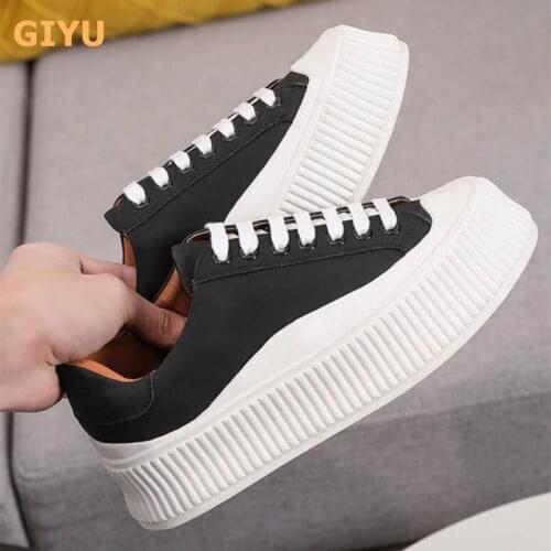 Womens Platform White Shoes 2021 Spring New McQueen Shoes Female Lace Up Casual Sports Shoes Genuine Leather Student Sneakers