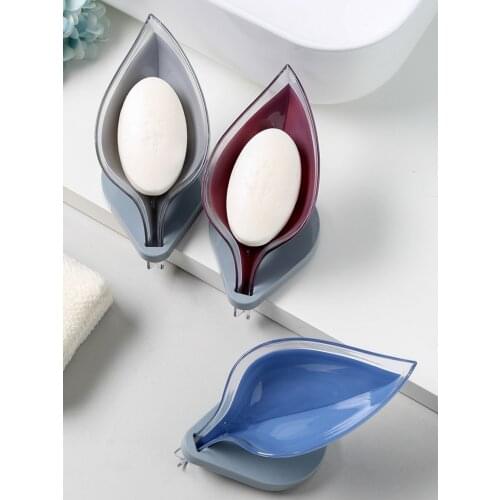 1PC Non-slip Leaf Shape Soap Box Bathroom Drain Soap Holder Case Dish Storage Plate Tray Bathroom Supplies Bathroom Gadgets