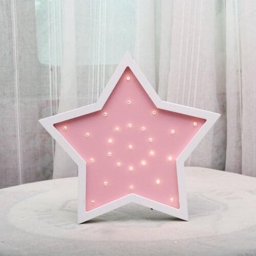 1PCS Light Pendant INS Wooden Star Shape Lamps Batteries Operated Lamp Festival Party Home Decoration LED Light Supplies Lights