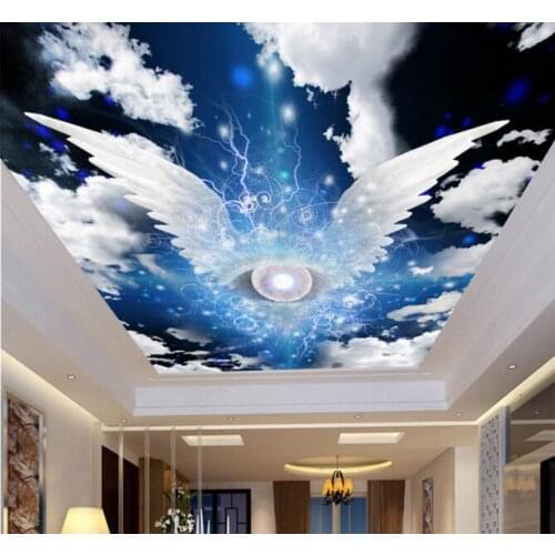 3d wallpaper custom ceiling murals Angel wings sky white clouds paintings photo decor 3d wall murals wallpaper for living room