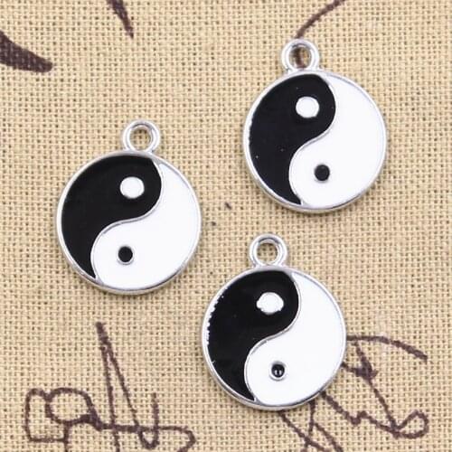 5pcs Charms 2 Sided Eight Diagrams Black And White Yin Yang Gossip 18mm Pendants DIY Making Findings Handmade Tibetan Jewelry