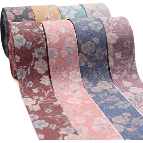 5 Yards 25/38MM Single Side Flower Printed Cotton Floral Ribbon Polyester for Handmade Gift Packing DIY Hair Bow 2021062902