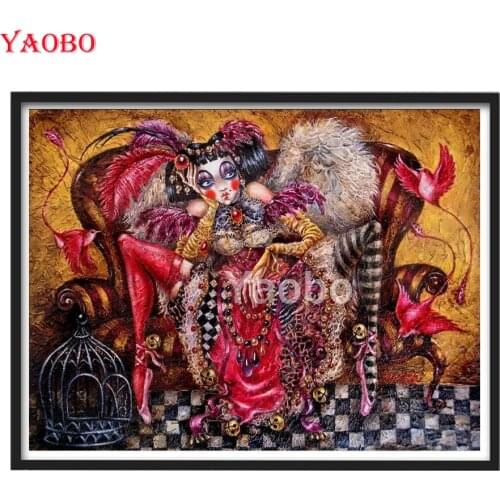 5d Diy Diamond Painting Full Square Round Drill Cartoon Angel Clown Girl Diamond Mosaic Embroidery New Top Gift Home Decor