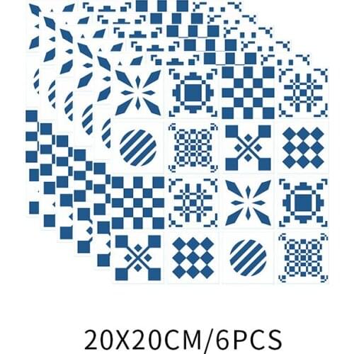 6pcs/Set Geometric Renovation Tile Stickers Kitchen Bathroom Dormitory Dining Room Wall Surface Floor Decoration Wall Stickers