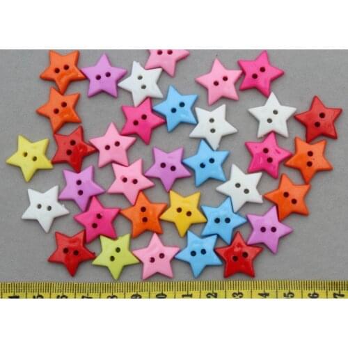800pcs - big Colorful Star Children Candy 2 holes Buttons in assorted colors 20mm