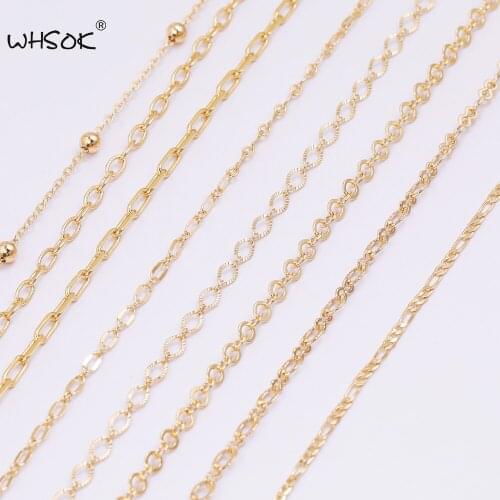 WHSOK Jewelry Accessories/Genuine Gold Plating/Gold Chains/Earrings Findings/Hand Made/Necklace Chain/DIY Making/1M/Lot