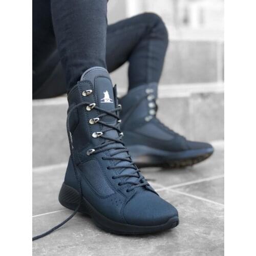 BA0600 Laced Black Nubuck High Bottom Boxer Unisex Sports Postal Boat