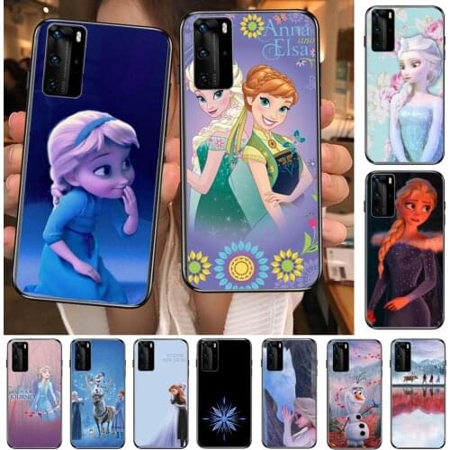 Frozen Elsa and Anna Phone Case For Huawei P 40 30 20 10 9 8 Lite E Pro Plus Black Etui Coque Painting Hoesjes comic fas