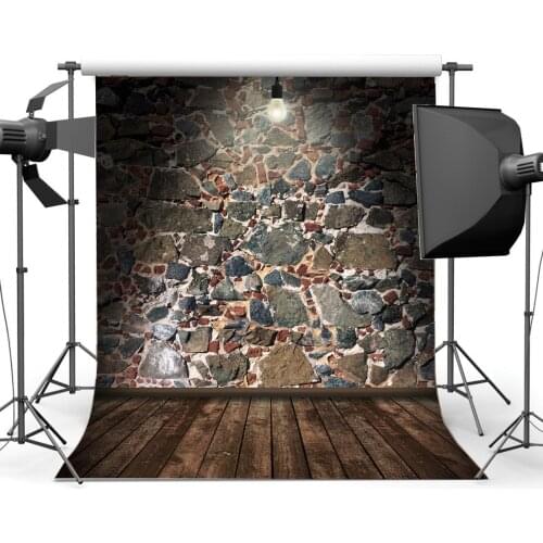 Weathered Brick Stone Wallpaper Backdrop Vintage Stripes Wood Plank Photography Background for Kids Adults Personal Portraits