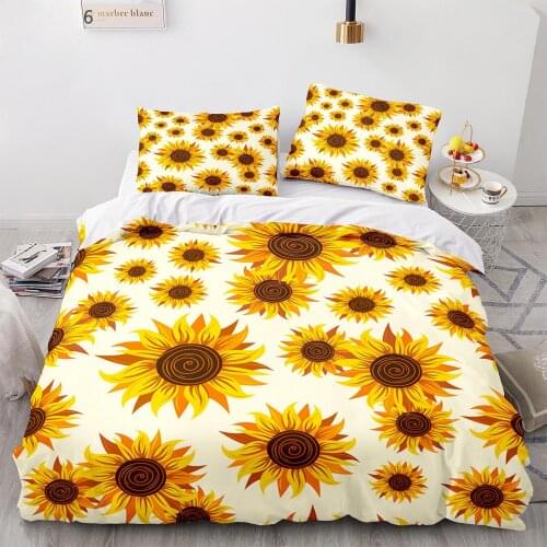 Sunflower Bedding Set Single Twin Full Queen King Size Sunflower Bed Set Flower Childrens Kid Bedroom Duvetcover Sets 016