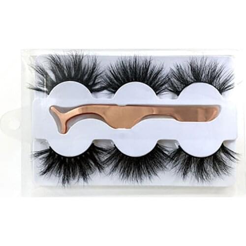 Hot Selling 25MM Super Long Handmade Mink False Eyelashes 6D Three-Dimensional Cross Thick Soft Natural With Eyelash Curler