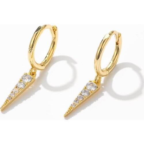 Fashion Brilliant Crystal Zircon Small Hoop Earrings Geometric Metal Style Fine Earrings For Women Minimalist Jewelry