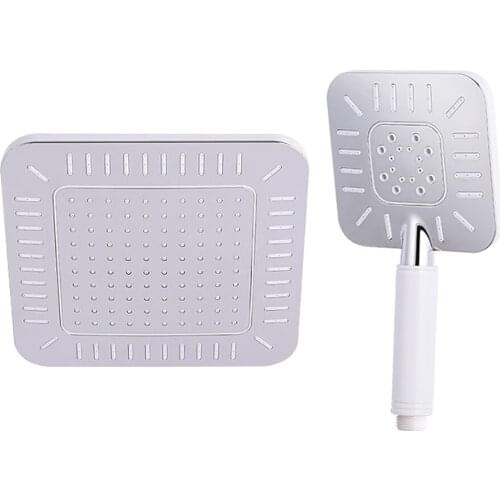 ABS Plastic Square Chrome Faucet Accessories Big Rainfall Rotatable Shower Head Combo Bathroom 5 Functions Hand Shower Head Set