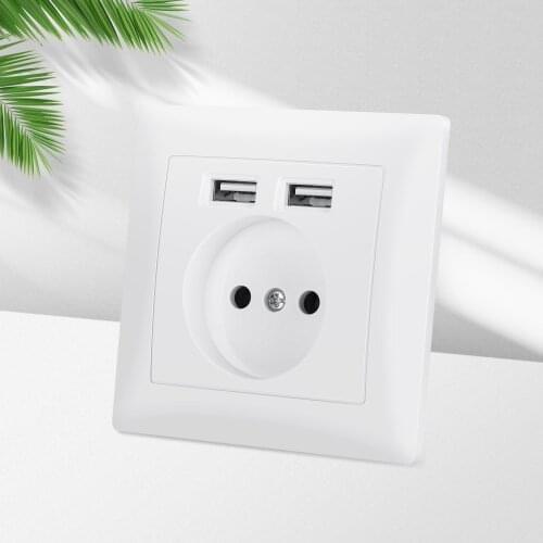 German standard European standard USB wall socket can charge mobile phones Free shipping Dual USB ports 5V 2A Usb TDM EKF IEK Un