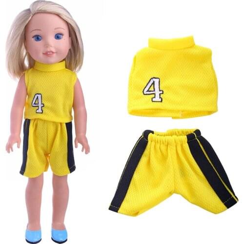 LuckDoll Clothes Yellow sport style clothes for 14.5inch Wellie Wisher doll accessories