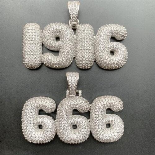 Lucky Sonny Custom Bubble Number 0-9 Charm Name Pendant Zircon Iced-out Gold Silver Custom Jewelry Gift Hip Hop Jewelry LSN006