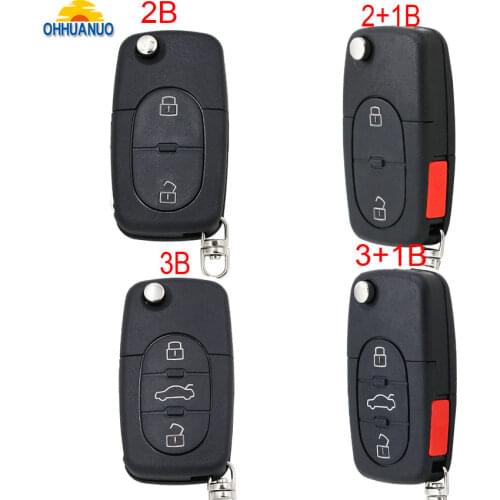 2/3/4 Button Blank Remote Key Shell for Audi A4 A2 A3 A6 A8 TT RS4 Uncut HU66 Blade CR2032 Large Battery Position