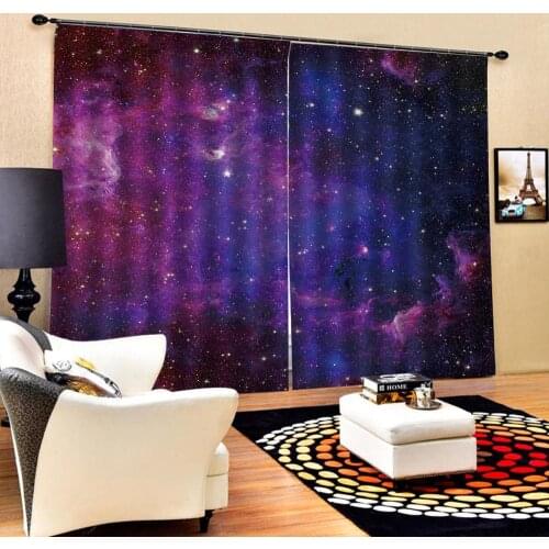 Customized size Luxury Blackout 3D Window Curtains For Living Room purple star curtains for bedroom