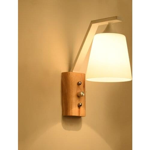 Modern minimalist Nordic Solid Wood Wall Lamp Bedside Lamp Wall Lamp Hotel Villa Home Living Room Bedroom Study LED Lamp