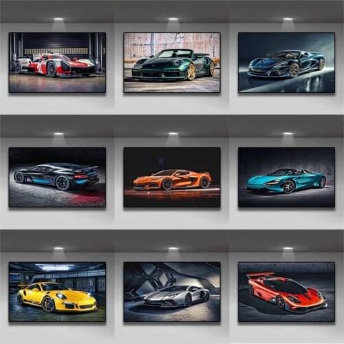 Hot Rod Muscle Car Art Classic Car Poster Print Wall Art Canvas Paintings Wall Art for Living Room Home Decor (No Frame)