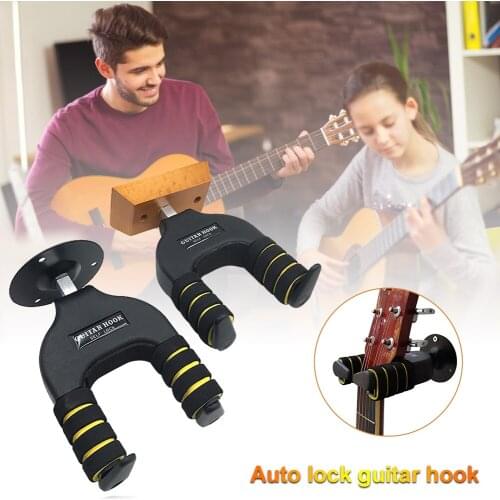 Universal Guitar Racks Wall Hanger Hook Automatic Locking Holder Mount for Guitar Bass Ukelele Stringed Instruments