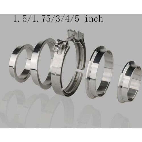 V-Band Clamp 1.5/1.75/3/4/5 inch Stainless Steel V Band Flange for Exhaust Pipes Downpipe Car Exhaust System
