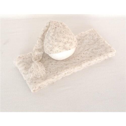 Knit Jersey wrap and hat set Newborn photography props outfit Handmade soft bonnet Crochet baby stretch wrap full set