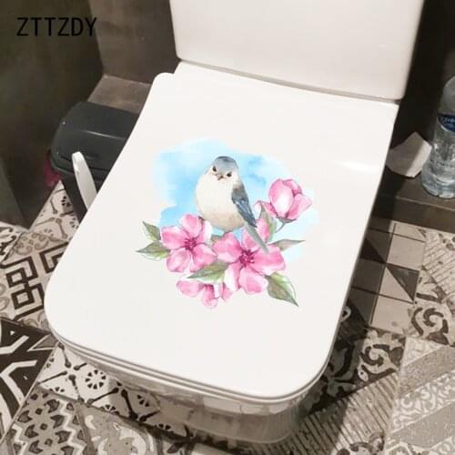 ZTTZDY 24.4×22.3CM Vivid Painted Flowers And Birds Bedroom Wall Stickers Mural Toilet WC Decoration T2-1461