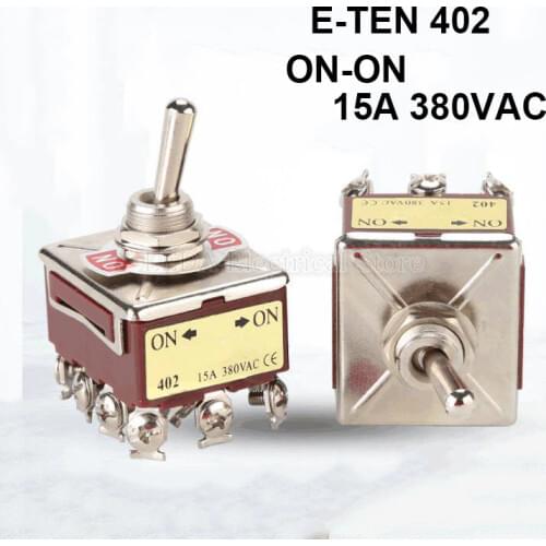 1Pcs E-TEN 402 Toggle Switch ON-ON 2Position 12Pins 15A 380VAC Rocker Switch for Car Boat Motor E-TEN402 Car Truck Brown