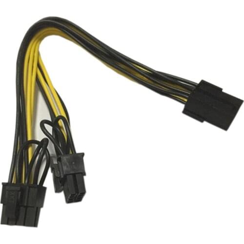 1 Piece 20CM Pin To Dual PCI-E PCIe Pin + Pin (6 + Pin) Power Ribbon Cable Graphics Card Extension Power Cord