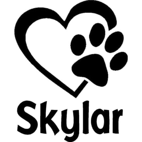 10.2CM*12.7CM Paw Print In Heart Personalized Vinyl Decals Dog Pet Animal Name Car Stylings Car Sticker Black Sliver C8-1081
