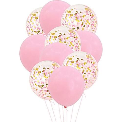 10pcs/set Girl Party Confetti Balloon Baby Shower Pink Theme Balloons Kids Birthday Decorations Gender Reveal Happy Balloons