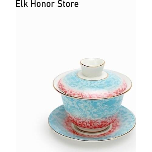 160ml Jingdezhen Ceramic Gaiwan Tea Tureen Chinese Traditional Tea Bowl Master Teacup Porcelain Drinkware Teaware Accessories