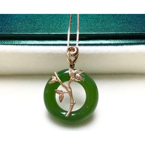 18K gold inlaid Hetian Biyu safe buckle pendantJ65