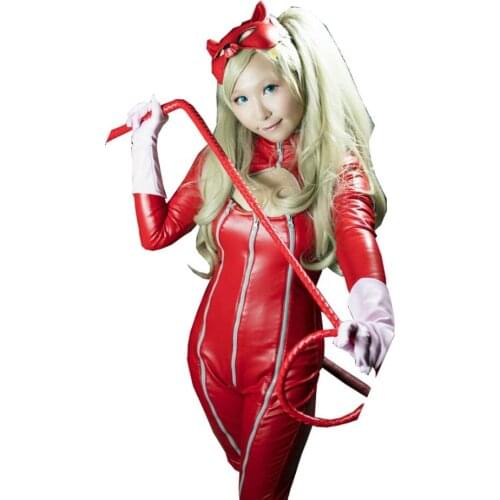 2017 Persona 5 Anne Takamaki Kaitou Cosplay Costumes PU Woman Jumpsuits Red Bodysuit Halloween Christmas Uniform Custom Made