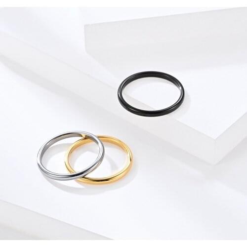 2021 Hot Sale Minimalism Couple Wedding Ring 2mm Wide Simple Gold Plated Tungsten Steel Finger Ring For Women Men Plain Ring