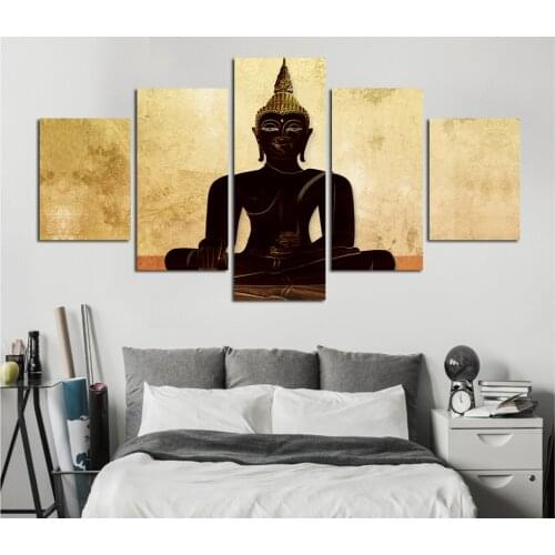 5 pcs art and religious buddhist statues of Buddha are decorated office hotel art background wall poster FA209
